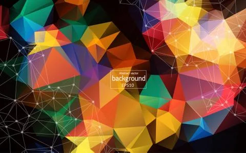Abstract polygonal low poly dark background with connecting dots and lines. C 스톡 일러스트