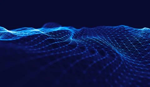 Abstract polygonal low poly dark background with connecting dots and lines. Stock Illustration