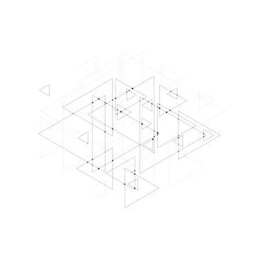 Abstract polygonal low poly vector background with triangles, connecting dots Illustrazione stock