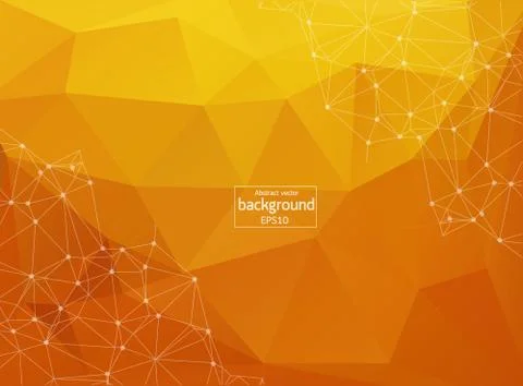 Abstract polygonal Orange background with connected dots and lines, connectio Stock Illustration