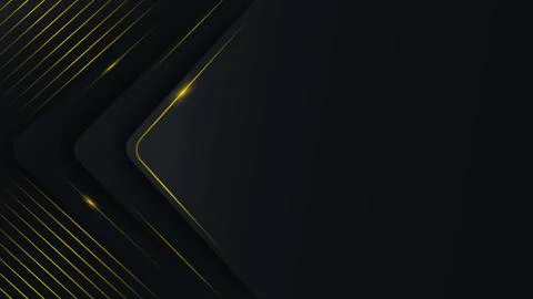 Abstract, polygonal pattern on a black and gray background with gold lines Stock Illustration