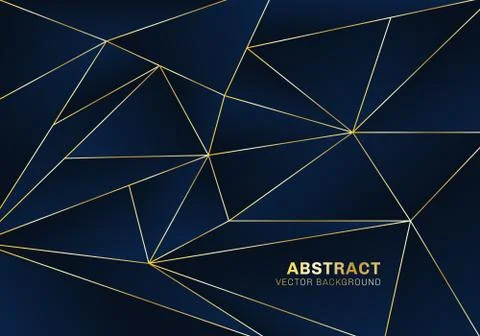 Abstract polygonal pattern luxury style on blue background with golden lines Stock Illustration
