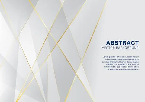Abstract polygonal pattern luxury on white and gray background with golden li Stock Illustration
