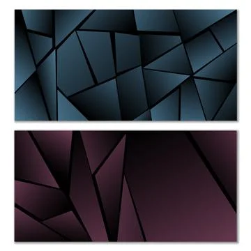 Abstract polygonal pattern. Set of two dark gradient polygonal backgrounds. B Illustrazione stock