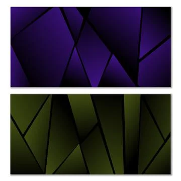 Abstract polygonal pattern. Set of two dark gradient polygonal backgrounds. B 스톡 일러스트