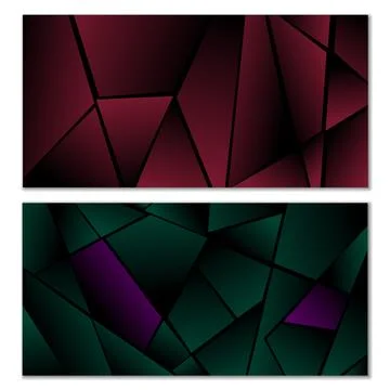Abstract polygonal pattern. Set of two dark gradient polygonal backgrounds. B Stock Illustration