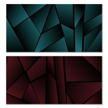 Abstract polygonal pattern. Set of two dark gradient polygonal backgrounds. B Illustrazione stock