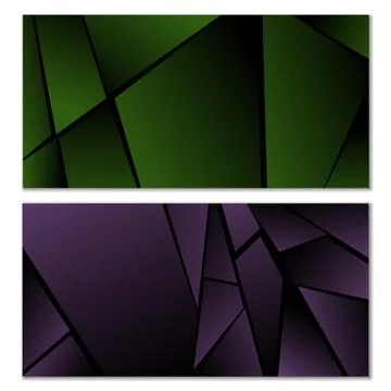 Abstract polygonal pattern. Set of two dark gradient polygonal backgrounds. B Stock Illustration