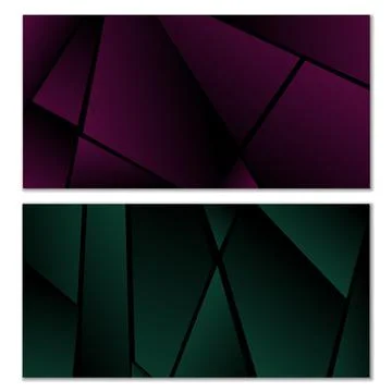 Abstract polygonal pattern. Set of two dark gradient polygonal backgrounds. B 스톡 일러스트