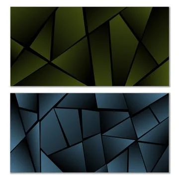 Abstract polygonal pattern. Set of two dark gradient polygonal backgrounds. B Stock Illustration