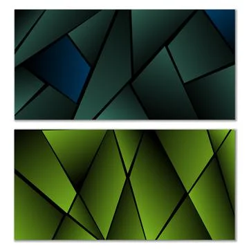 Abstract polygonal pattern. Set of two dark gradient polygonal backgrounds. B Stock Illustration