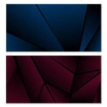 Abstract polygonal pattern. Set of two dark gradient polygonal backgrounds. B Illustrazione stock