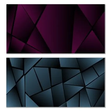 Abstract polygonal pattern. Set of two dark gradient polygonal backgrounds. B Stock Illustration