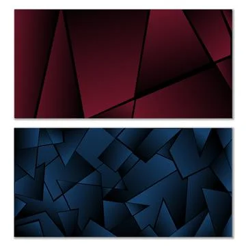 Abstract polygonal pattern. Set of two dark gradient polygonal backgrounds. B 스톡 일러스트