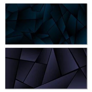 Abstract polygonal pattern. Set of two dark gradient polygonal backgrounds. B 스톡 일러스트