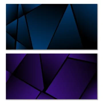 Abstract polygonal pattern. Set of two dark gradient polygonal backgrounds. B Stock Illustration