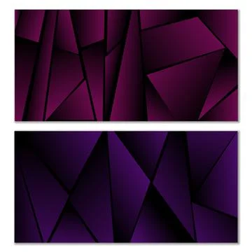 Abstract polygonal pattern. Set of two dark gradient polygonal backgrounds. B Stock Illustration