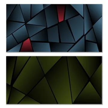 Abstract polygonal pattern. Set of two dark gradient polygonal backgrounds. B Stock Illustration