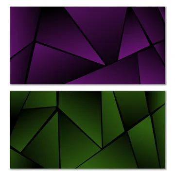 Abstract polygonal pattern. Set of two dark gradient polygonal backgrounds. B Illustrazione stock