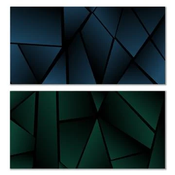 Abstract polygonal pattern. Set of two dark gradient polygonal backgrounds. B Stock Illustration