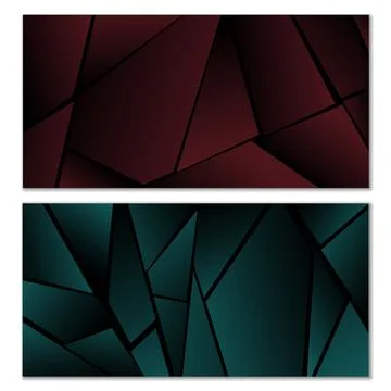 Abstract polygonal pattern. Set of two dark gradient polygonal backgrounds. B Stock Illustration