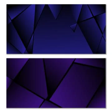 Abstract polygonal pattern. Set of two dark gradient polygonal backgrounds. B 스톡 일러스트