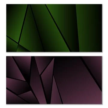 Abstract polygonal pattern. Set of two dark gradient polygonal backgrounds. B Stock Illustration