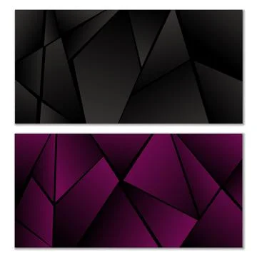 Abstract polygonal pattern. Set of two dark gradient polygonal backgrounds. B Illustrazione stock