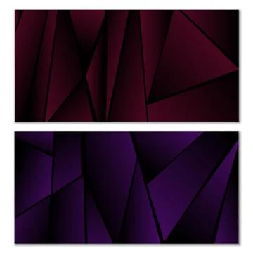 Abstract polygonal pattern. Set of two dark gradient polygonal backgrounds. B 스톡 일러스트