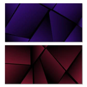 Abstract polygonal pattern. Set of two dark gradient polygonal backgrounds. B 스톡 일러스트