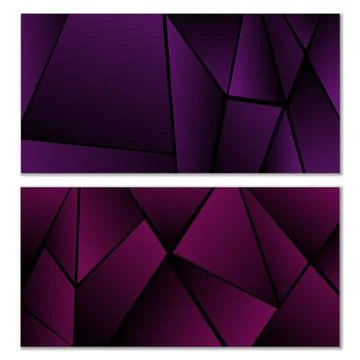 Abstract polygonal pattern. Set of two dark gradient polygonal backgrounds. B 스톡 일러스트