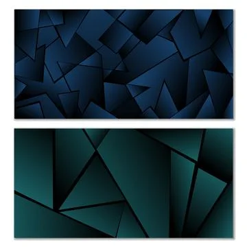 Abstract polygonal pattern. Set of two dark gradient polygonal backgrounds. B 스톡 일러스트