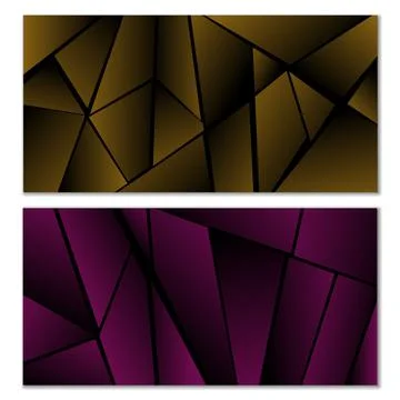 Abstract polygonal pattern. Set of two dark gradient polygonal backgrounds. B 스톡 일러스트