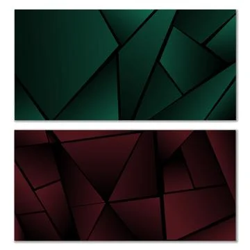 Abstract polygonal pattern. Set of two dark gradient polygonal backgrounds. B 스톡 일러스트