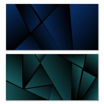 Abstract polygonal pattern. Set of two dark gradient polygonal backgrounds. B 스톡 일러스트