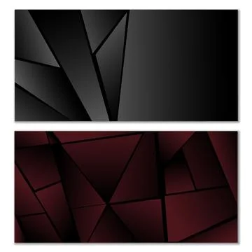 Abstract polygonal pattern. Set of two dark gradient polygonal backgrounds. B 스톡 일러스트