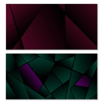 Abstract polygonal pattern. Set of two dark gradient polygonal backgrounds. B 스톡 일러스트