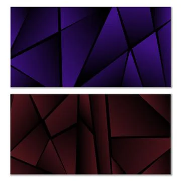 Abstract polygonal pattern. Set of two dark gradient polygonal backgrounds. B Stock Illustration