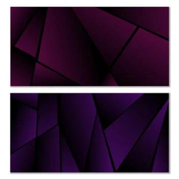 Abstract polygonal pattern. Set of two dark gradient polygonal backgrounds. B Stock Illustration