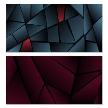 Abstract polygonal pattern. Set of two dark gradient polygonal backgrounds. B Stock Illustration