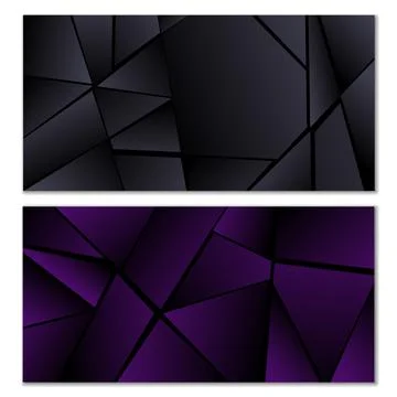 Abstract polygonal pattern. Set of two dark gradient polygonal backgrounds. B Stock Illustration