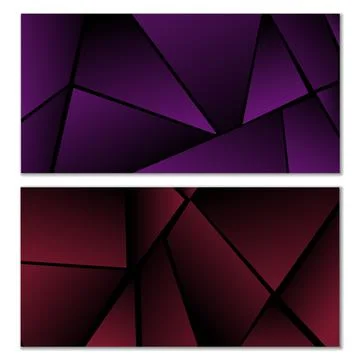 Abstract polygonal pattern. Set of two dark gradient polygonal backgrounds. B 스톡 일러스트
