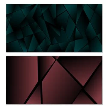 Abstract polygonal pattern. Set of two dark gradient polygonal backgrounds. B Stock Illustration