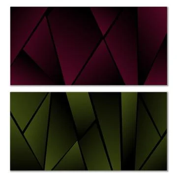 Abstract polygonal pattern. Set of two dark gradient polygonal backgrounds. B Illustrazione stock
