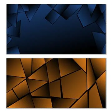 Abstract polygonal pattern. Set of two dark gradient polygonal backgrounds. B Illustrazione stock