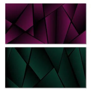 Abstract polygonal pattern. Set of two dark gradient polygonal backgrounds. B Stock Illustration
