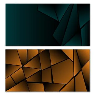 Abstract polygonal pattern. Set of two dark gradient polygonal backgrounds. B 스톡 일러스트