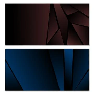 Abstract polygonal pattern. Set of two dark gradient polygonal backgrounds. B 스톡 일러스트