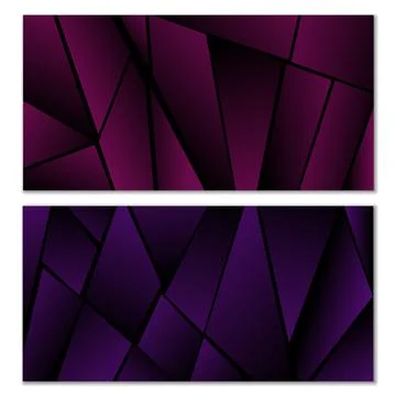 Abstract polygonal pattern. Set of two dark gradient polygonal backgrounds. B Stock Illustration