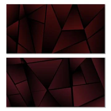 Abstract polygonal pattern. Set of two dark gradient polygonal backgrounds. B Stock Illustration